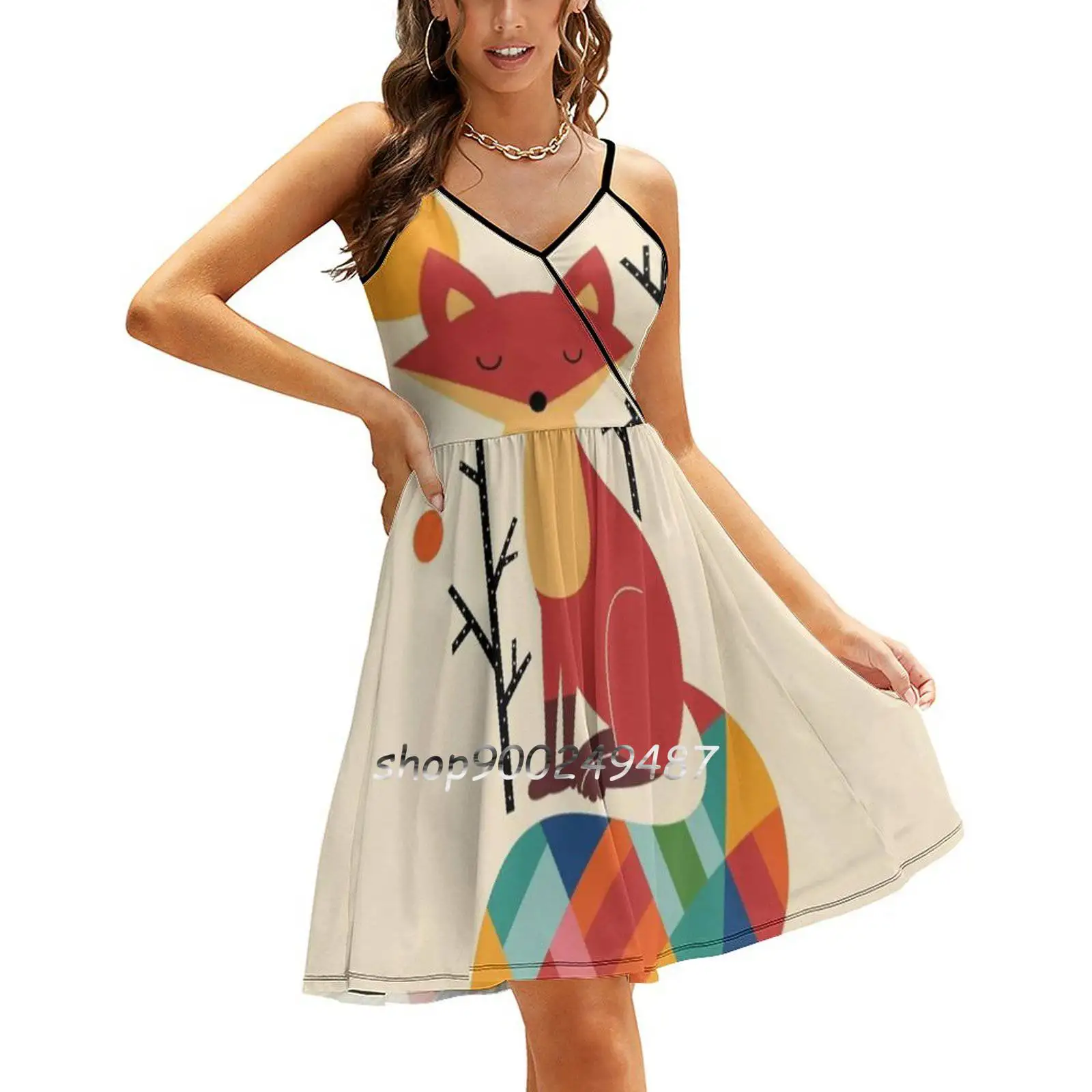 Rainbow Fox Elegant Party Women Dress Slim Multiple Styles Dresses Casual Dresses Special One Fox Rainbow Colorful Hope