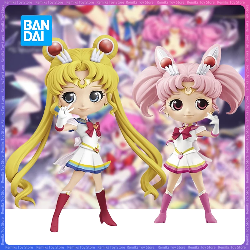 Оригинальные фигурки Bandai 15 см Сейлор Мун Q Posket Tsukino Usagi Chibiusa ПВХ аниме модель куклы детские игрушки подарки украшения