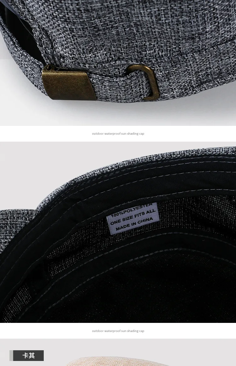 Big Head Flat Hat für Männer Frauen übergroße Plus Size Outdoor Cadet Cap 56-59cm 59-65cm Faux Leinen Basic Cadet Cap jeden Tag – Detail 9