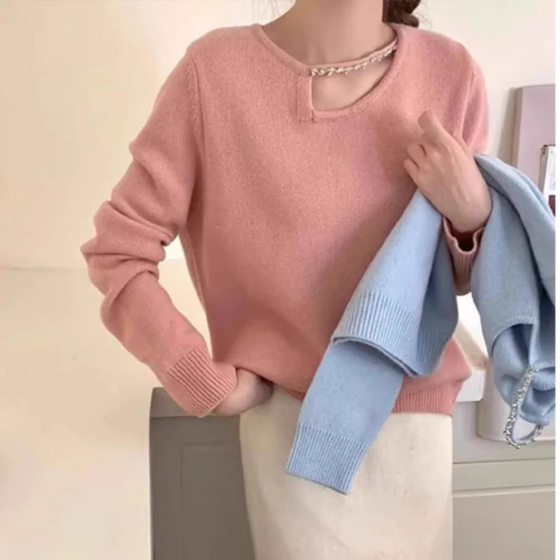 

Women's Vintage Chic O-neck Jumper Autumn Winter Fashion Elegant Loose Warm Knitted Sweaters Comfortable Soft Wool Pullovers