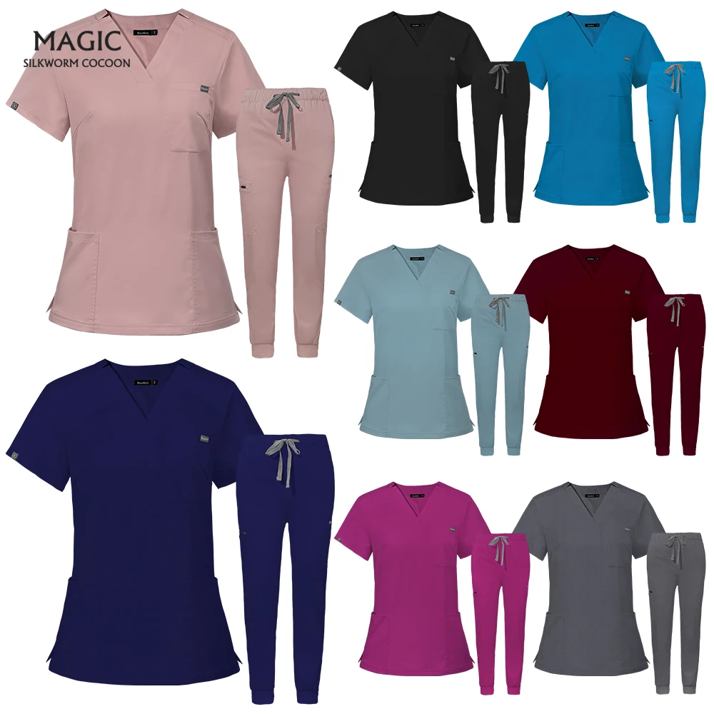 

Wholesale Scrub Suit Women Hospital Doctor Working Wear Medical Surgical Multicolor Unisex Vet Uniform Nurse Accessories