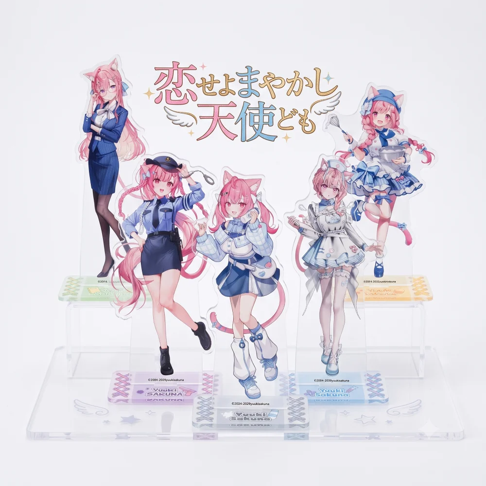 VTuber Yuuki Sakuna Acrylic Stand Cute Cat Girl Maid Figure Dessert Cafe Desk Plate Itabag Decor Fans Gift Set key chain