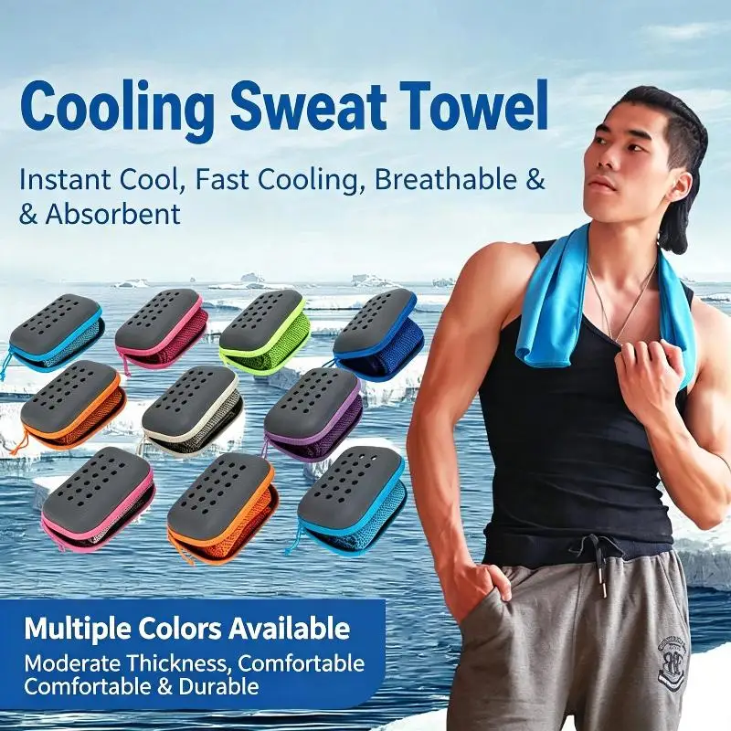 Breathable Instant Cooling Towel with Ventilated Portable Pouch for Marathon Running Training