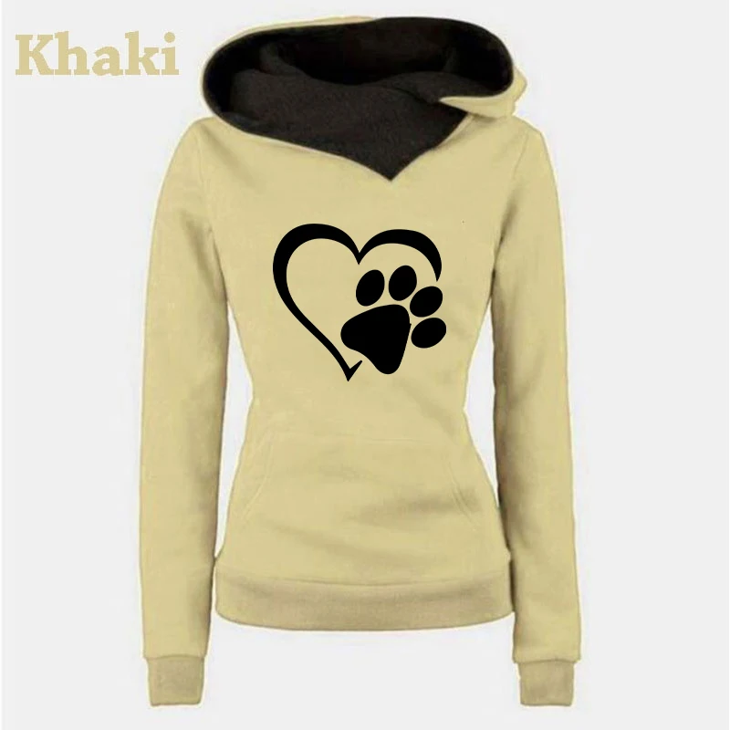 Cute Dog Paw Hoodie Fashion Printing Women\'s Casual Pullover Hoodies Winter Autumn Sweatshirt Teenager