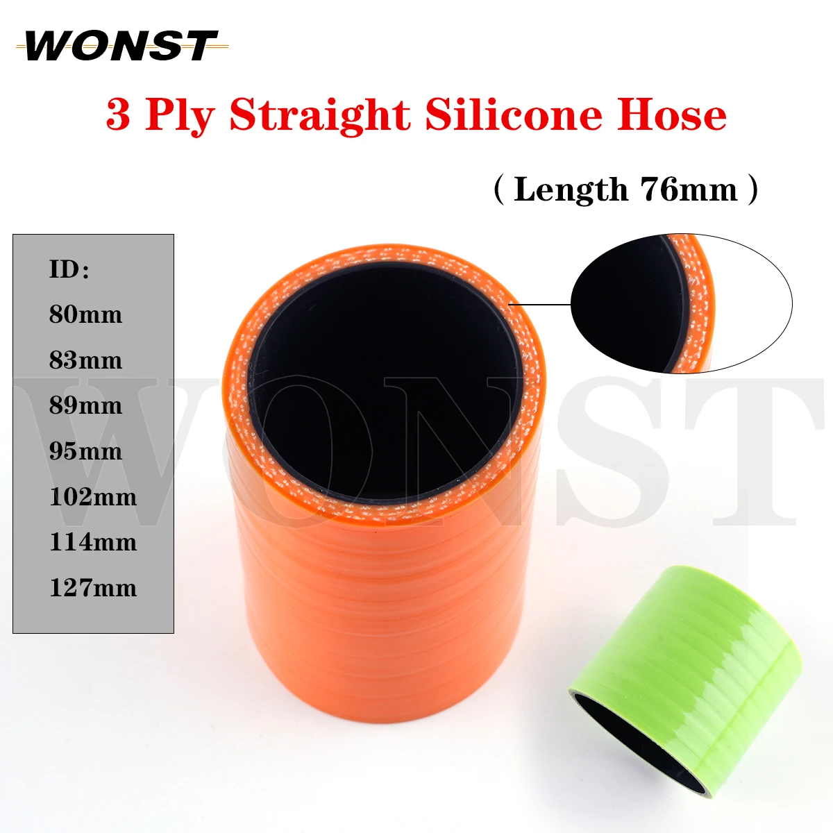 

For 76mm length Straight General Silicone Coolant Intercooler Pipe Tube Hose ID 80mm 83mm 89mm 95mm 102mm 114mm 127mm