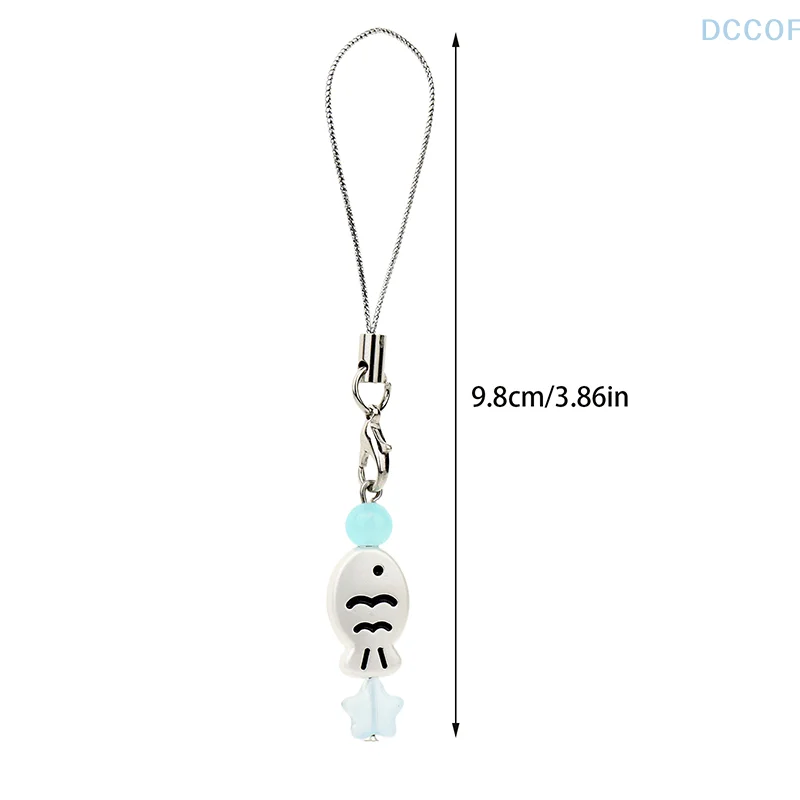 Cute Little Fish Phone Lanyard Cartoon Taiyaki Beaded Mobile Phone Chain Cellphone Strap Keycord For Girl Gifs