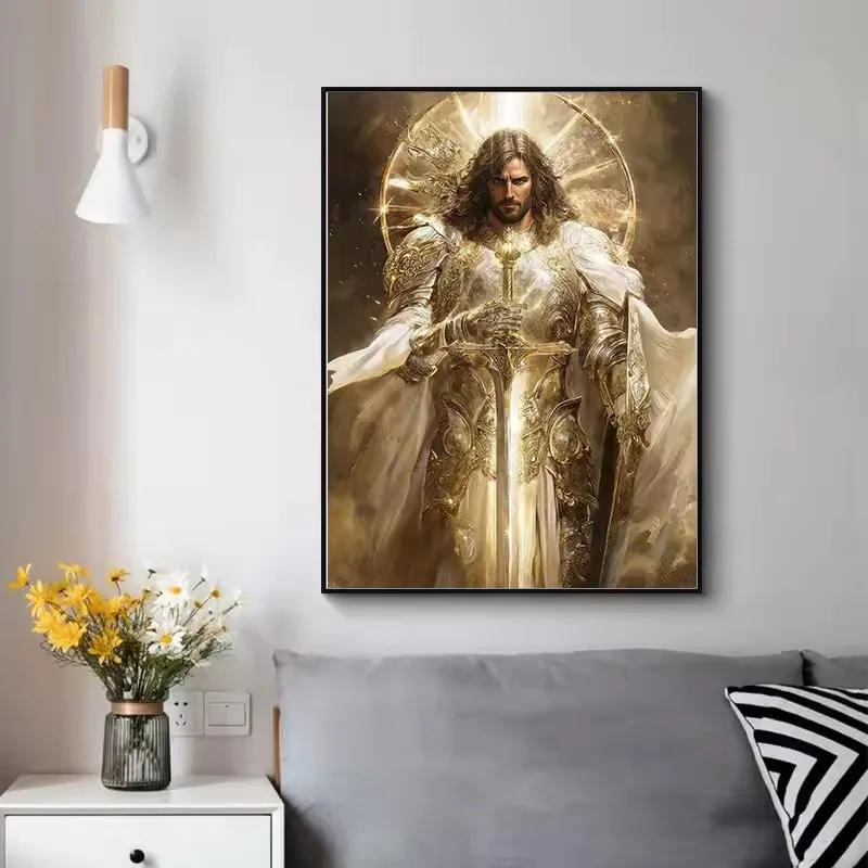 1pc frameless Canvas Painting Vintage Archangel Saint Michael Poster Printing Christian Catholic Canvas Oil Painting Mural Livin view 2