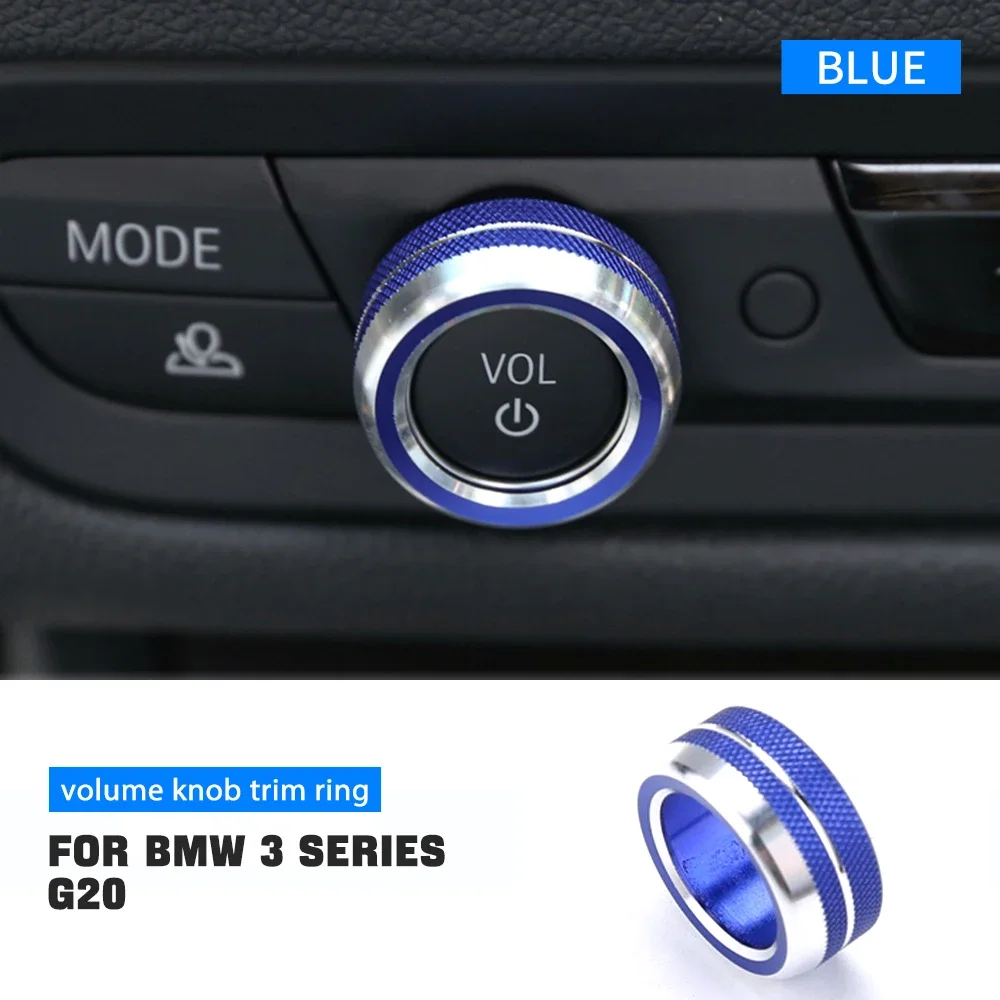 For BMW 3 Series G20 Car Accessories Steering Wheel Logo Badge Emblems Ignition Console  Multimedia Knob Ring Decorative Sticker