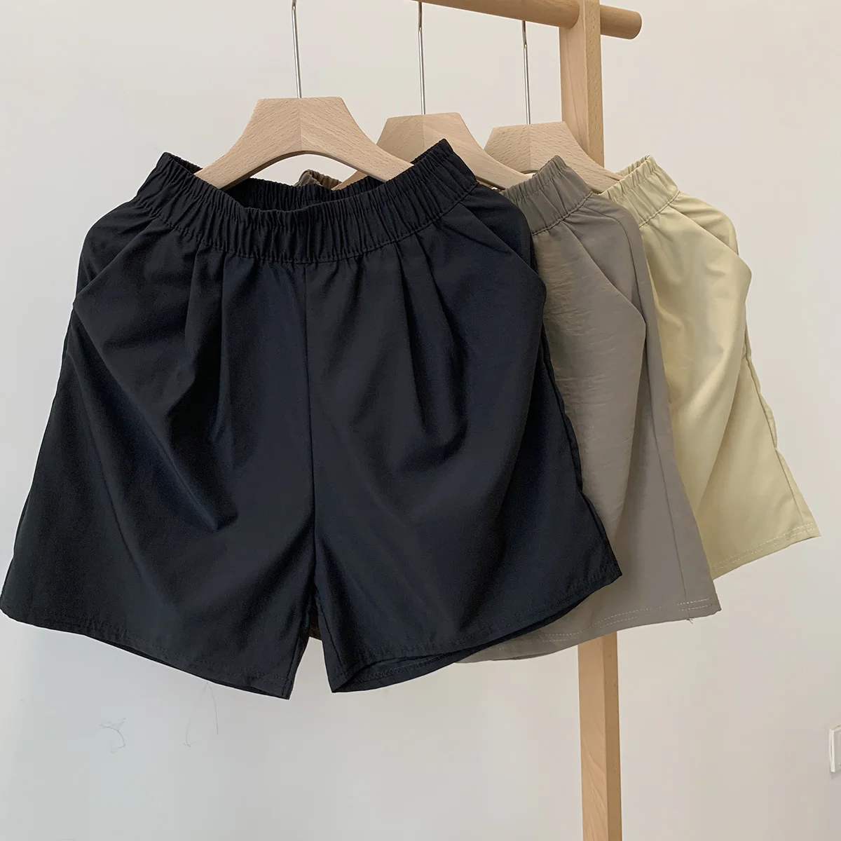 Summer High Waist Elastic Waist Shorts Korean Loose Wide Leg Pants Casual Versatile Lazy Pants Comfortable Straight Leg Trousers