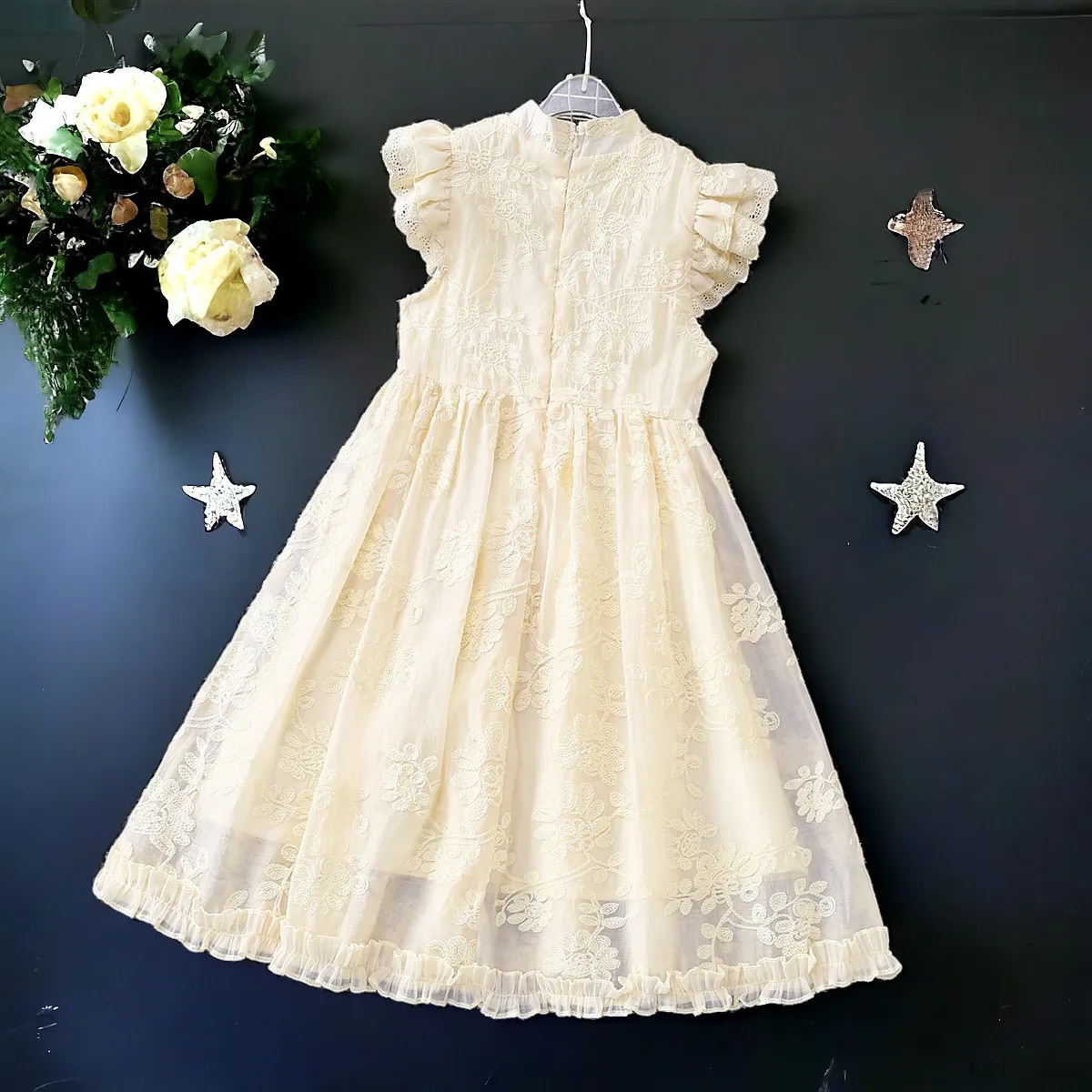 Girls Lace Dresses Baby Embroidery Flower Dresses Summer Kids Outfits Teens Floral Wedding Princess Costumes 5 6 7 8 9 12 Years