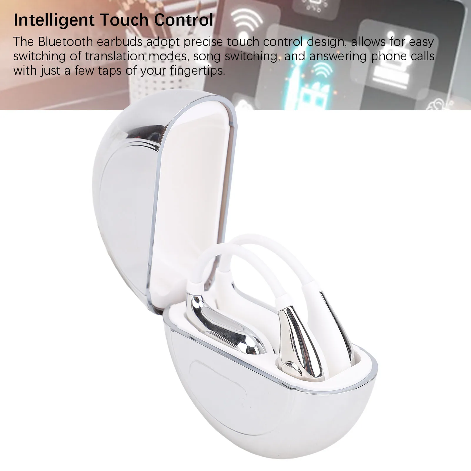 سماعات أذن للترجمة بالذكاء الاصطناعي 164 لغة في الوقت الحقيقي، تحكم باللمس، شاشة LED، سماعات بلوتوث لتعلم الأعمال والسفر