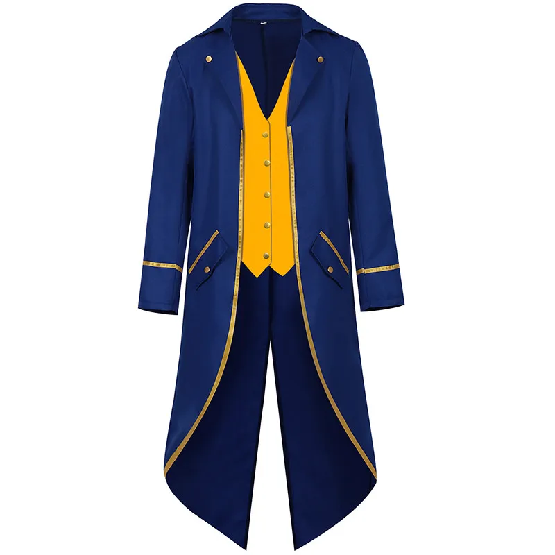 

Винтажный фрак средней длины в стиле панк, мужской костюм, школьное пальто для выступлений на сцене, длинное пальто с воротником-стойкой на осень