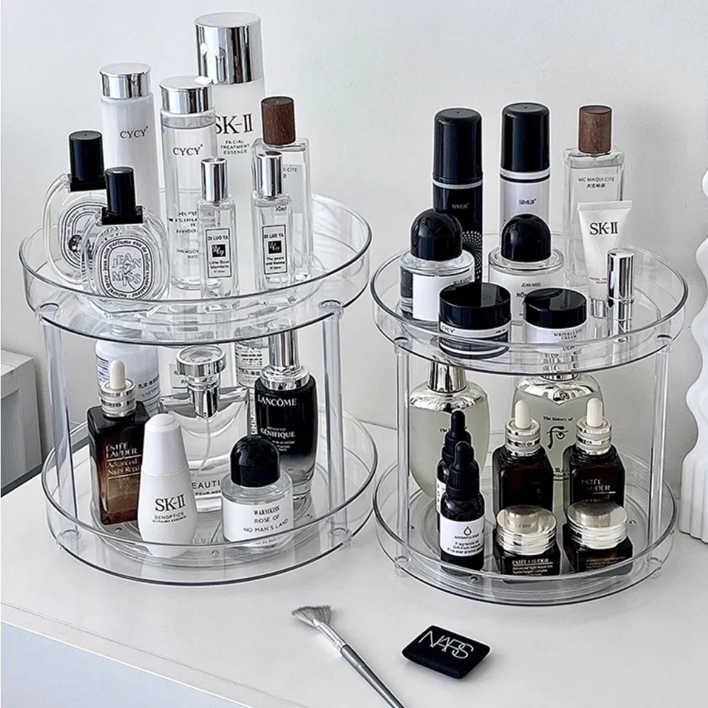 

360° Rotatable Desktop Cosmetic Rack Bathroom Shelf Large-capacity Perfume Aromatherapy Skin Care Product Storage Rack Organize