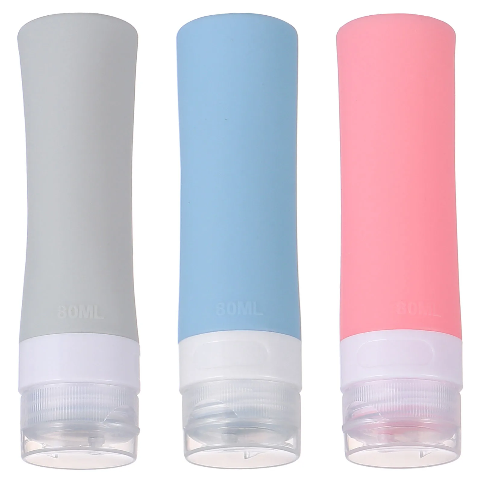3 قطع 80 مل مجموعة زجاجات السفر المحمولة من السيليكون القابل لإعادة الاستخدام وقابلة لإعادة الملء لزجاجة السفر السائلة المختلفة #2