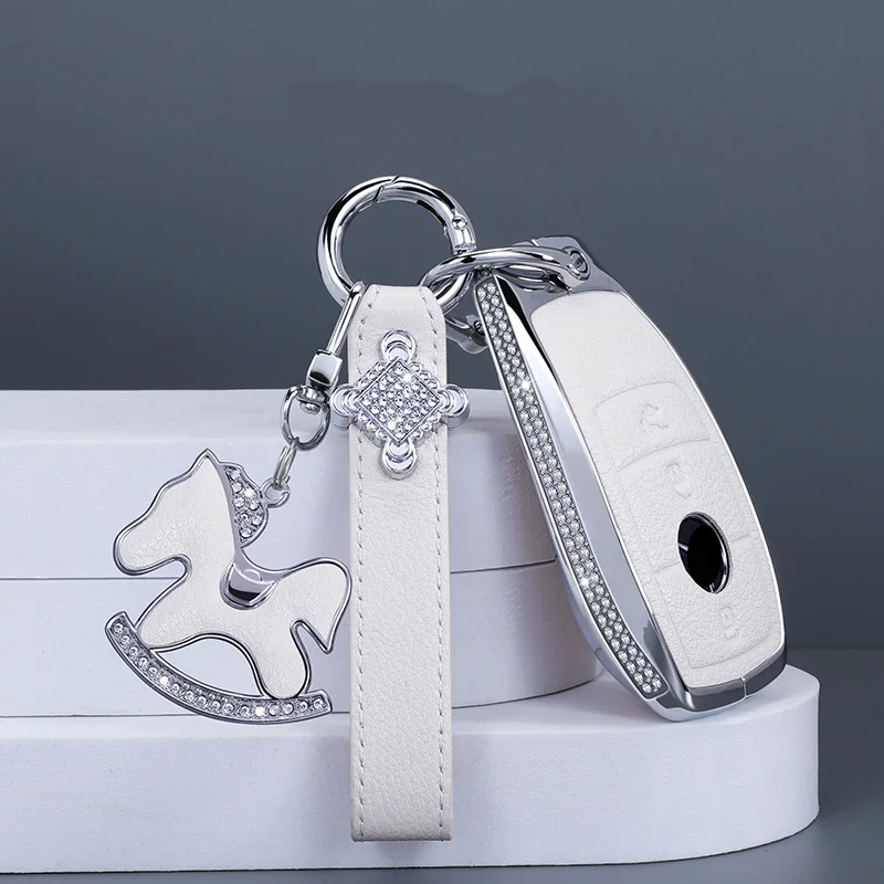 Zinc Alloy Leather Car Remote Key Case Cover For Mercedes Benz A C E S G Class GLC CLE CLA GLB GLS W177 W205 W213 W222 X167 AMG