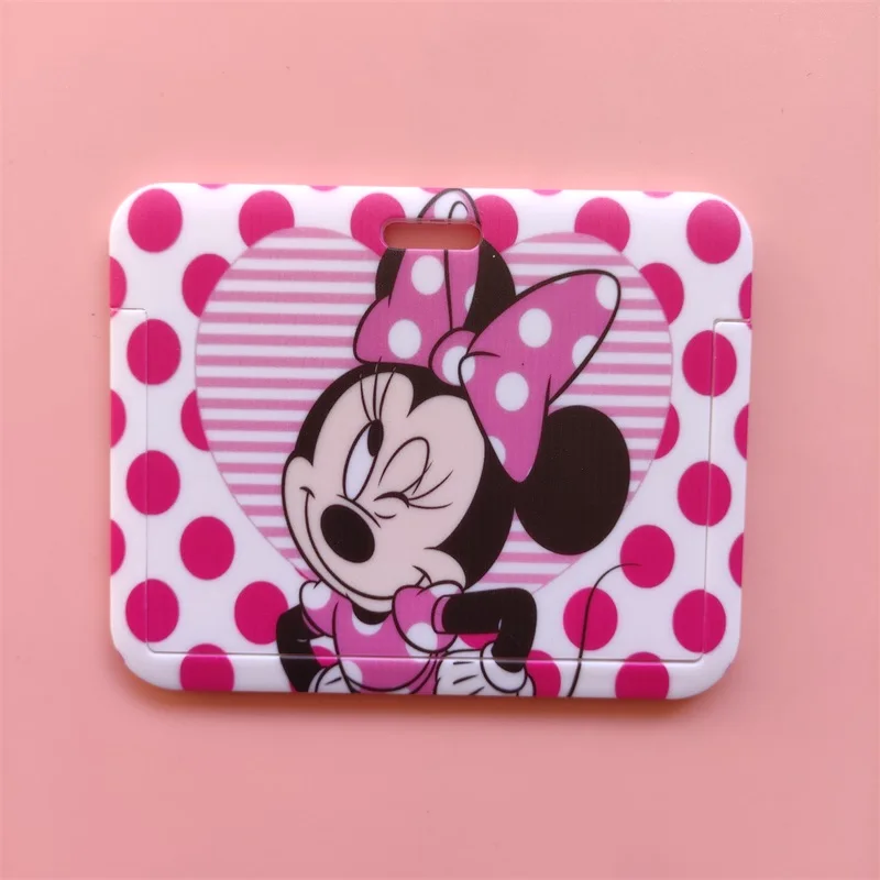 Porte-cartes d'identité Disney Mickey Minnie pour garçons, porte-cartes d'identité pour étudiants, porte-cartes de Bus avec lanière pour porte de visite