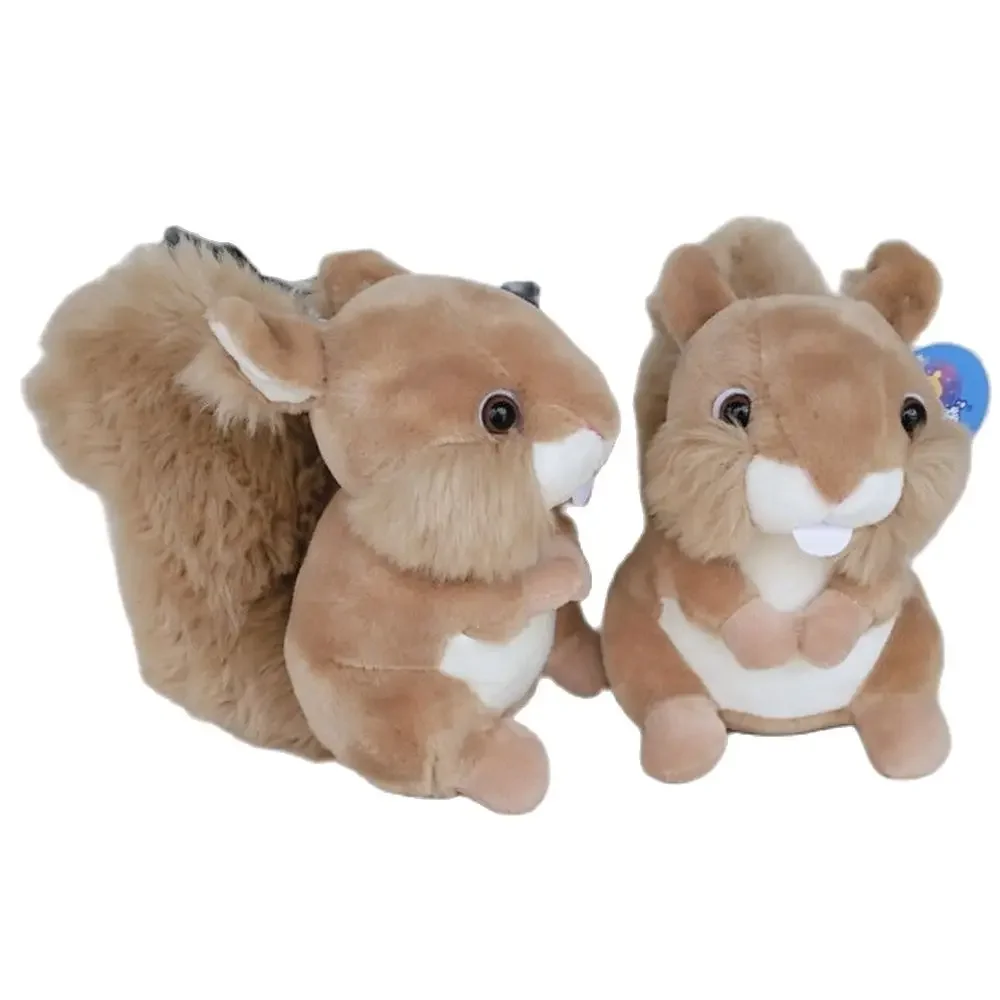 20CM Simulation Squirrel Plush Toy Super Level Cute Big Tail Mouse Forest Animal Realistic Birthday Gift To Accompany Children