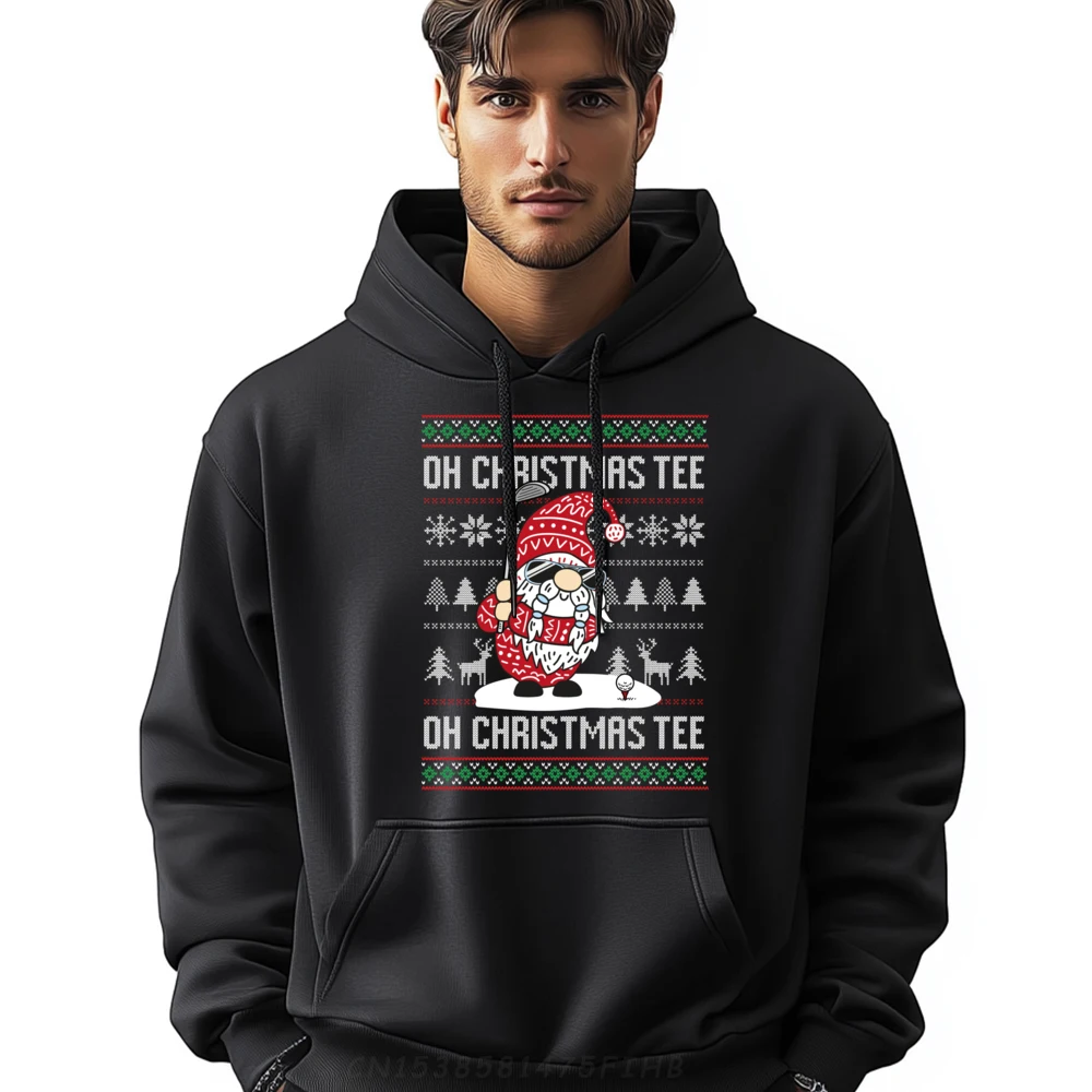 

Golf Oh Christmas Santa Gnome Golfer Ugly Christmas Black Hoodie Graphic Tees Sweater Outdoor