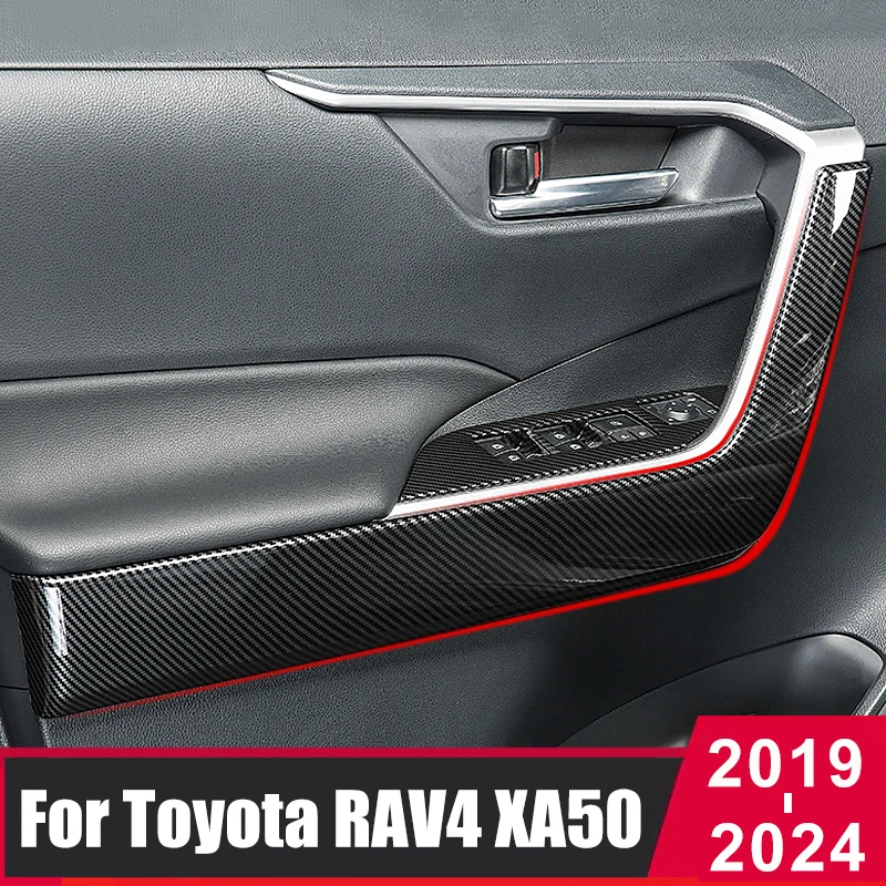 

For Toyota RAV4 XA50 Hybrid 2019 2020 2021 2022 2023 2024 Car Door Handle Armrest Panel Microfiber Cover Decorative Strip Trims