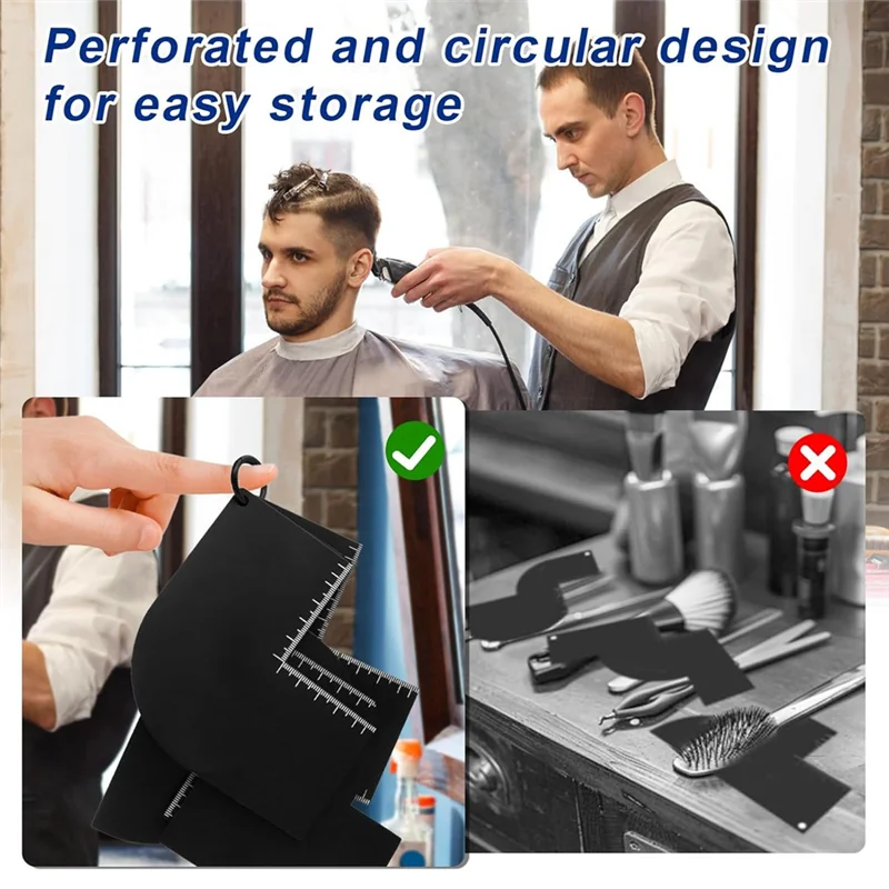 A02V-Untuk Tukang Cukur Untuk Membentuk Garis Rambut 4Pcs Set Alat Cukur Dengan Indikator Ukuran, Kartu Kesehatan Untuk Tukang Cukur