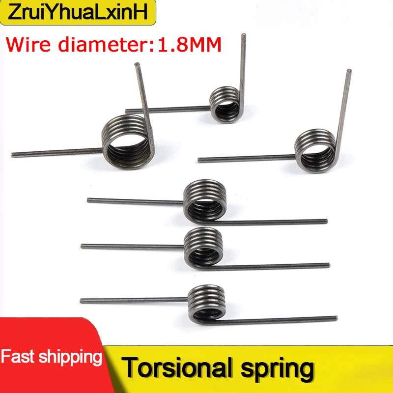 65Mn Steel Spiral V-shaped Torsion Spring, Hair Clip Spring, Steel Wire Diameter 1.8mm, Angle 60 90 120 180 Degrees, 10 Pieces