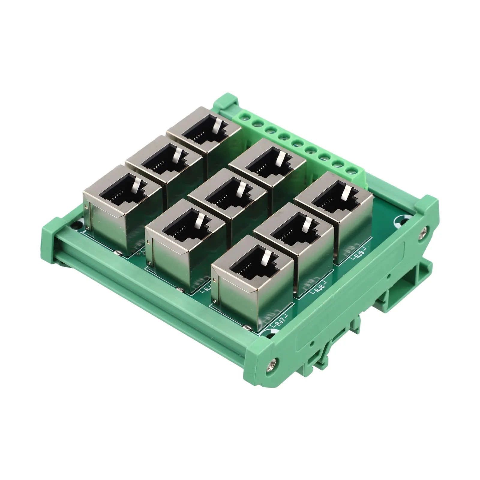rj45コネクタ用イーサネットポートアダプタ端子台、9個のネジ端子付き、ネットワークおよび産業用途向けdinレールに適合