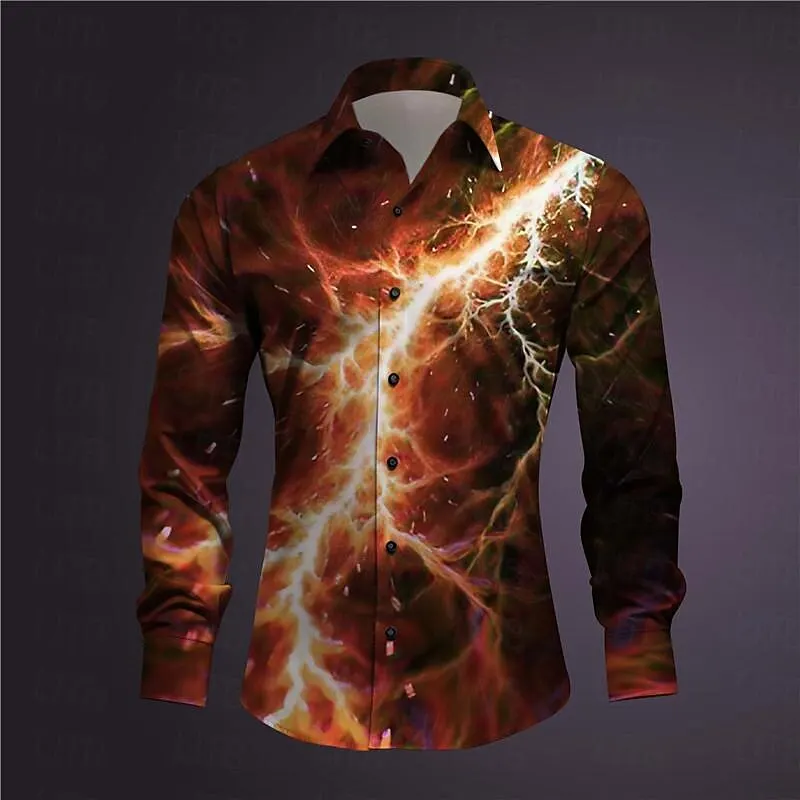 European and American style shirt new color changing lightning fashion 3D printing high-definition pattern fashion 3D outdoor sh