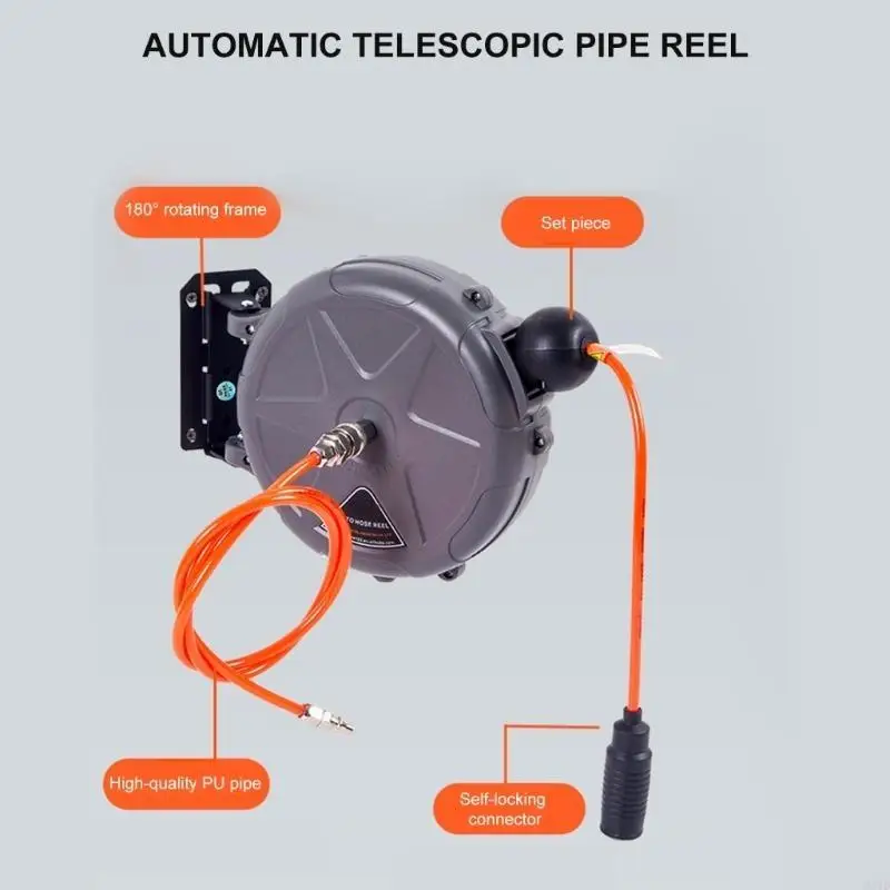 

Car Automatic Retractable Hose Reel Heavy Duty 180 Degree Bracket Telescopic Air Drum Reel For Garden Hose Reel M4YD