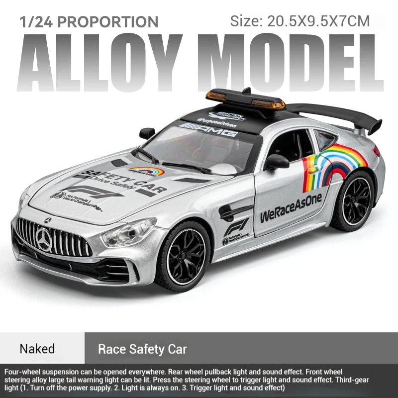 1:24 Mercedes-Benz Racing Safety Car Alloy Model Car Diecast Metal Sound＆Light Collecties Children Toy Vehicles Festival Gift