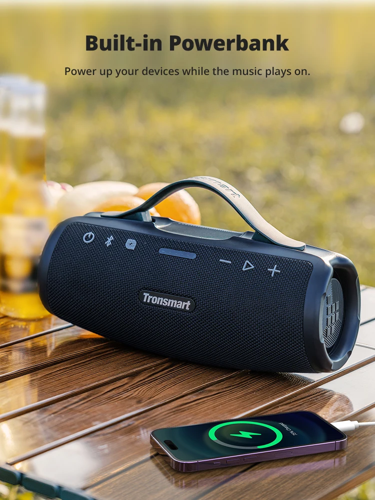 Tronsmart Mirtune S100 Bluetooth Speaker Powerful Speaker with 50W, IPX7 Waterproof, Retractable Handle, Built-in Powerbank