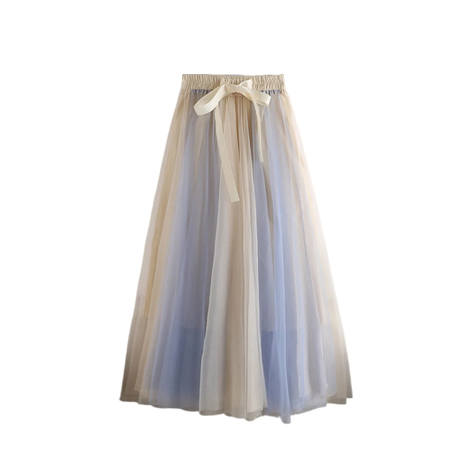 

Women Mesh Color blocked High Waist Fairy Half Skirt Pleated Tulle Harajuku Korean Style Y2K Puffy A-line Skirt