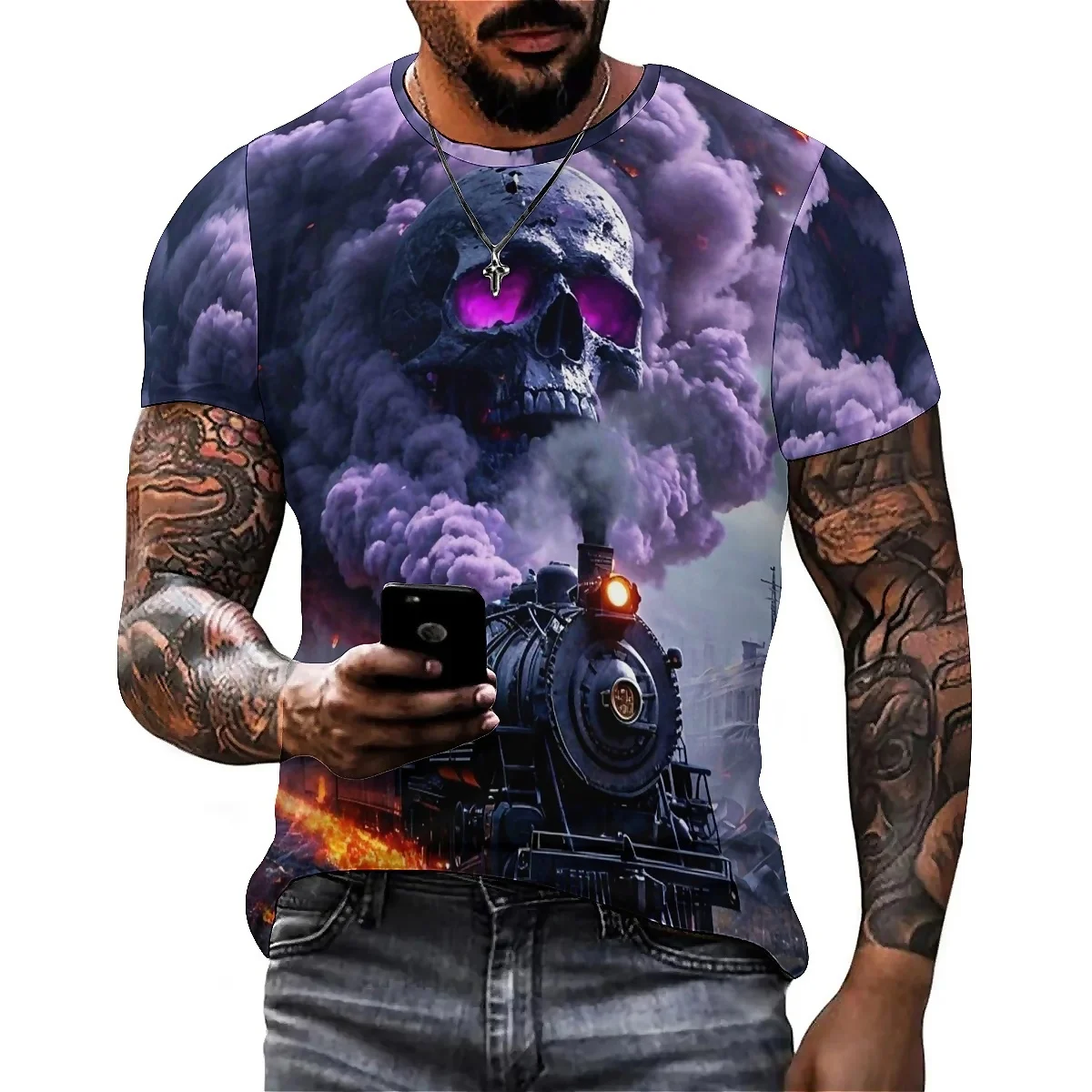 Holiday Costume Colorful Print Men's 3D Printed Short-Sleeve T-Shirt - Student Gathering Top