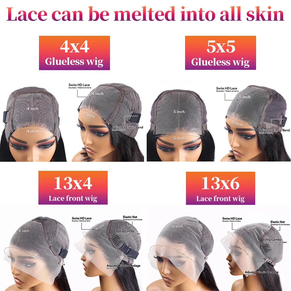 Black Hair Straight Human Hair Wig 4x4 5x5 Glueless Bone Straight Lace Front Wigs 13x4 13x6 HD Lace Frontal Wigs For Black Women image 6