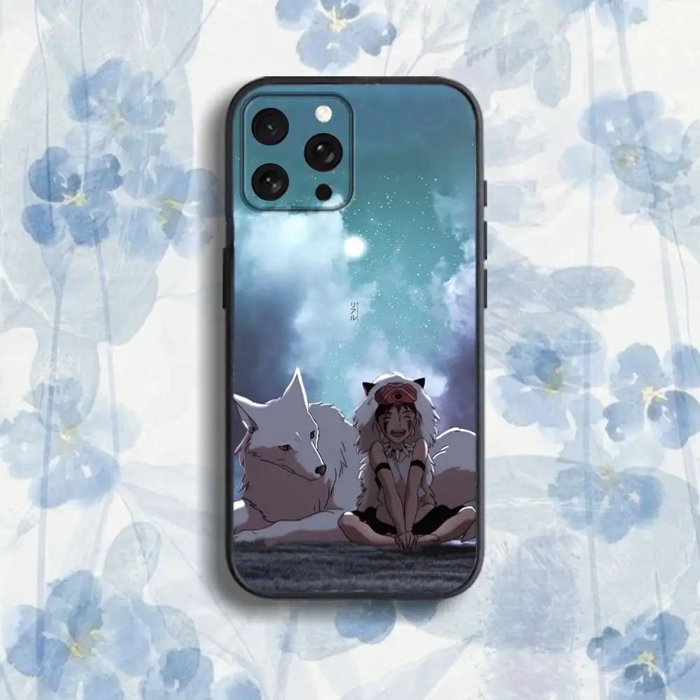 Casing HP M-Mononoke H-Himes Untuk iPhone 17,16,15,14,13,12,Pro,Max,Plus,E,SE4,Air,Mini Hitam Soft Box