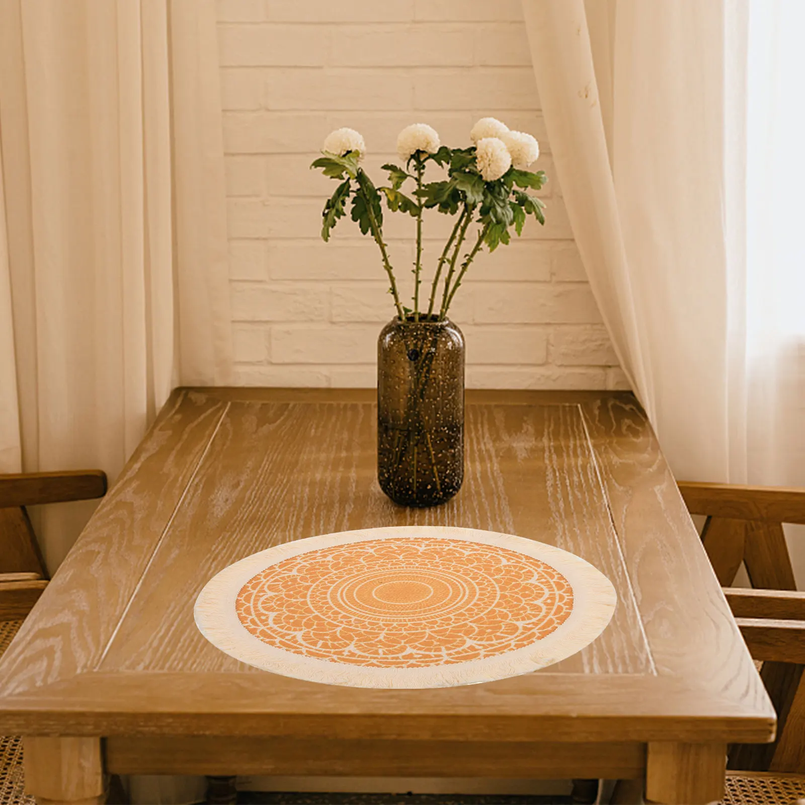 

Cotton Placemats Anti slip Coaster Coffee Cup Mug Tassel Dining Hotel Desk Drink Pad Reusable Table Mat Woven Kitchen Home