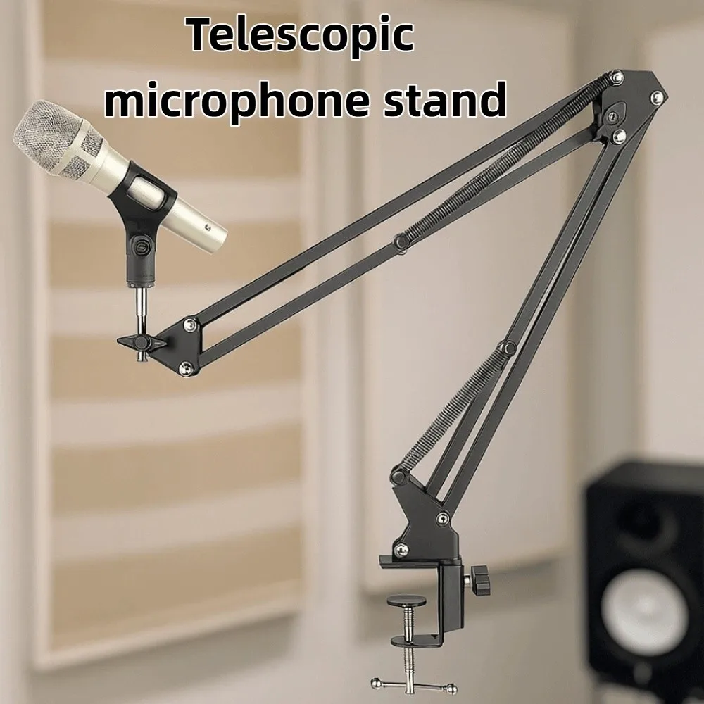 

Telescopic Bracket Microphone Holder Extendable Foldable Microphone Stand Adjustable Sturdy Microphone Clamp