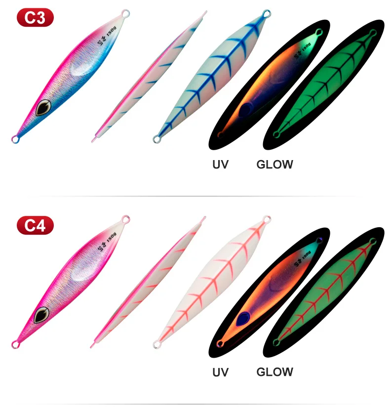 TEASER J125 80g 100g 150g Slow Pitch Jigging Köder Angeln Jigbait Löffel Metall Jig Köder Salzwasser angeln Glow Metall Jig Köder – Detail 9