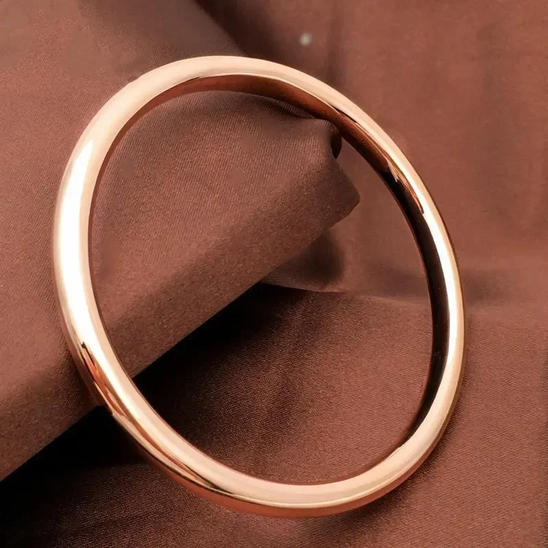 Creative Wide Edition Glossy Simple Bracelet for Women Plated 14K Rose Gold Classic Luxury Wedding Party Jewelry