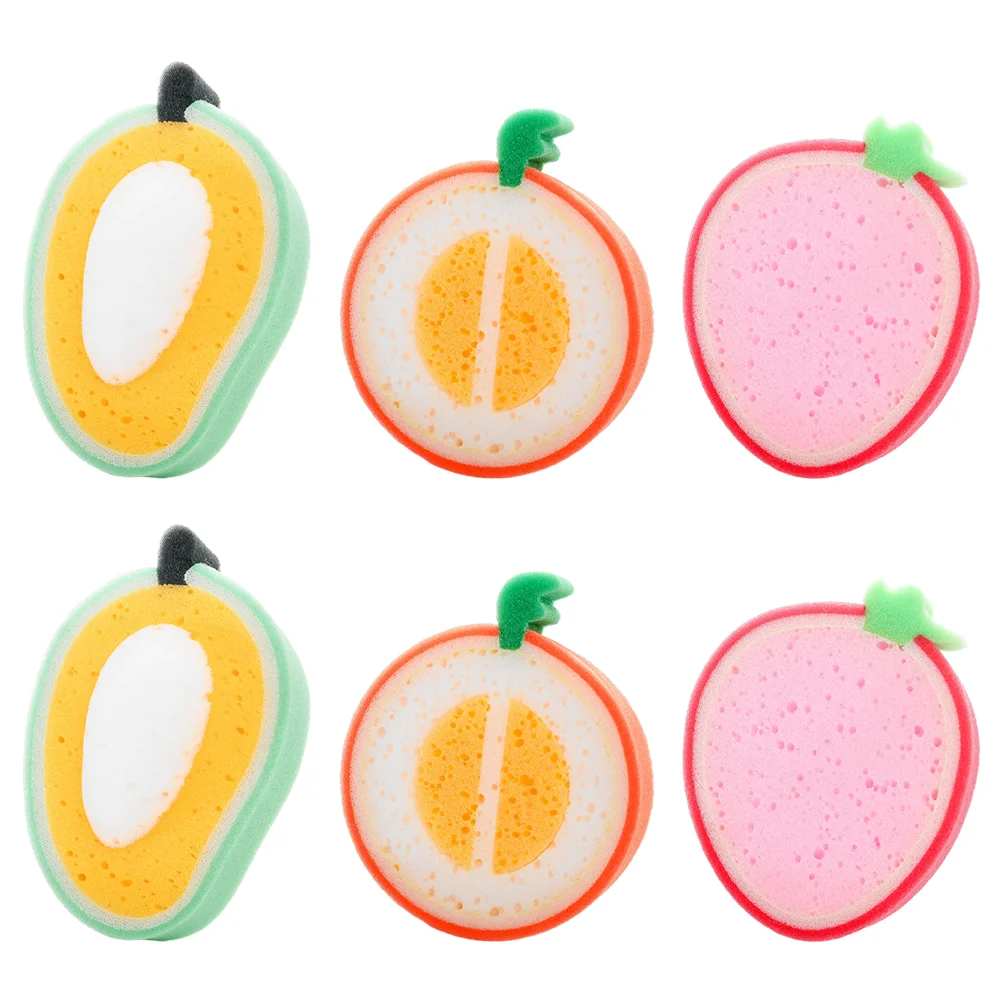 

6 Pcs Fruit Body Wash Sponges Newborn Bath Towel Exfoliating Thicken Cartoon Baby Shower Infant Fruits Adult Kid's Bathing