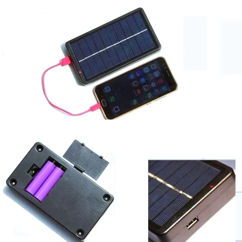 Portable 2W 5V Solar Panel Charger USB Socket Directly Charges 2*18650 Batteries Outdoor Mobile Device PWM Type with Base