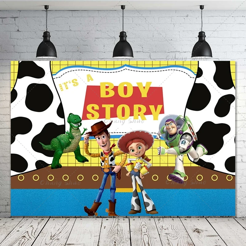 Customizable Toy Story Photography Backdrops Kids Boy Birthday Party Decor Blue Sky White Clouds Wall Cartoon Photo Background