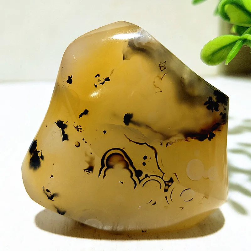 Natural Stone Moss Agate Ice Cream Flame Shaped Voodoo Meditation Witchcraft Healing Psychic Energy Feng Shui Crystal Ornaments