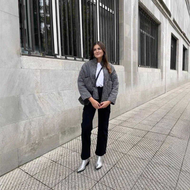 Women's Models Autumn Winter Coat Coat Coat Lace Standing Collar Waist Comfortable Thin Simple Loose Design Sense Slim Niche New
