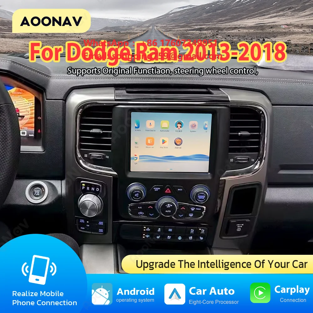 Linux System Mirror Link Box for Dodge Ram 2013-2018 Wireless Appe CarPlay Auto Stereo Oem Screen Upgrade Car Radio Adapter