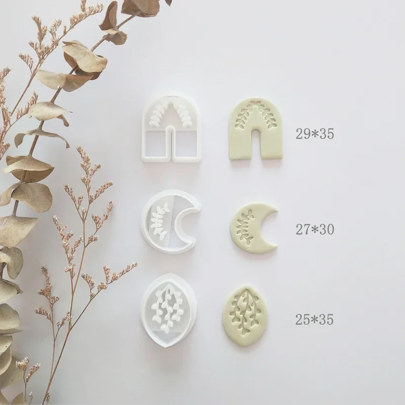 Leaf Earrings Clay Cutter Flower Leaves Pottery Ceramic Polymer Clay Mold Jewelry Pendant Cutting Mold Plant Shaped Clay Cutters