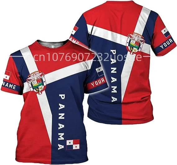 2024 Panama Flag & Coat of Arms Graphic Tee Summer Casual Pullover Men\'s Fashion Loose T-shirts Boys Oversized Short Sleeve Tops