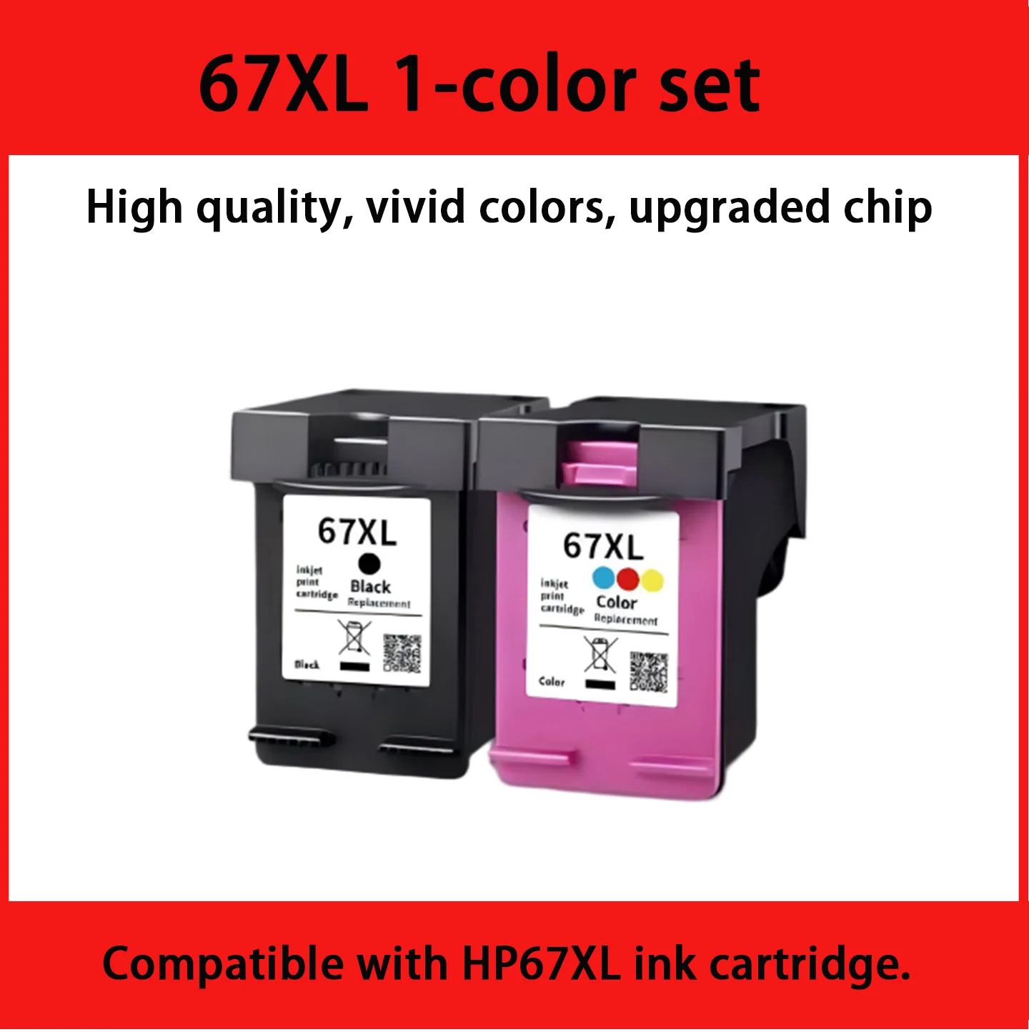 

Compatible HP 67XL Ink Cartridge for Deskjet 2700 Envy Series 4200 6020 6030 6400 6430 Printers - High Yield Black & Color Cartr