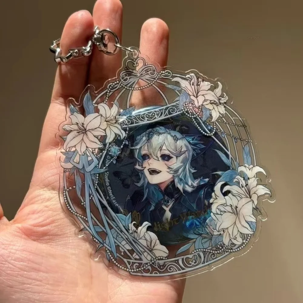Y2K Lily Wreath Acrylic Badge Holder Keychain Pendant Vintage Lace Frame Anime Display for Protection Storage Photography Props