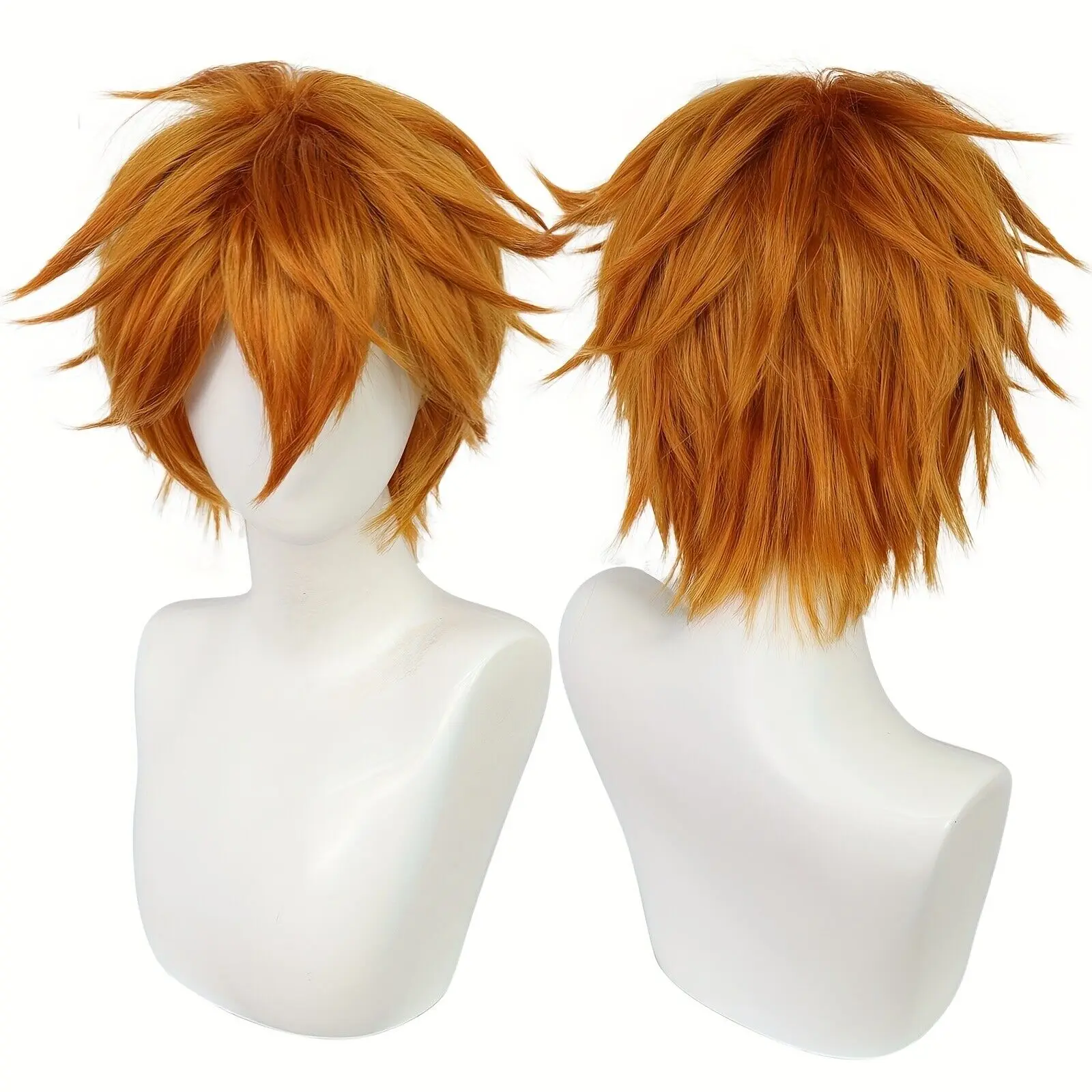 

Cosplay Wigs Orange 10 Inch Short Straight Hair Wigs For Men Synthetic Hair Wigs