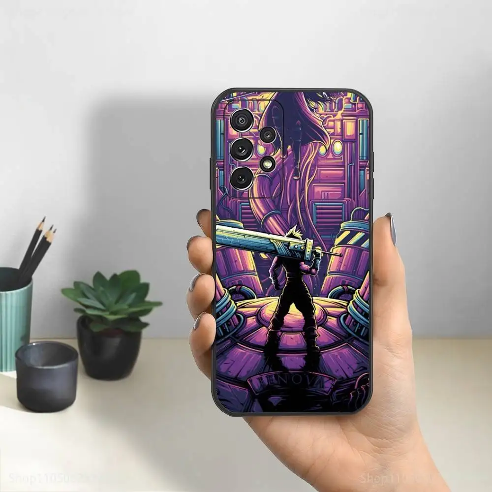 Jogo f-final f-fantasy capa de telefone quente para samsung s25, s24, s23, s22, s21, s20, s10, ultra, plus, lite, fe, capa preta de silicone macio
